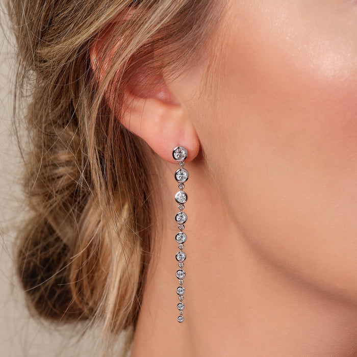Drop Dangle Bezel Set Diamond Earrings