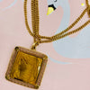 Vintage Engraved Tiger's Eye Cameo Pendant 18" 14K Gold Necklace