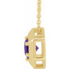 Amethyst Geometric Adjustable Necklace in Solid 14K Gold 