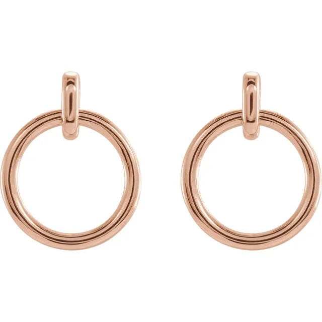 Circle Dangle Drop Wear Everyday® Solid 14K Rose Gold Earrings