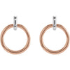 Circle Dangle Drop Wear Everyday® Solid 14K White and Rose Gold Earrings