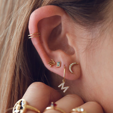 Curated Ear Earring Collection including Crescent Moon Lab-Grown Diamond Stud Earring