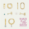 March is Me Month Women's Jewelry Association Yellow Gold Earrings Floating Diamond Hoops