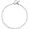 Heart Toggle Clasp & Paperclip Style Chain 6" Bracelet Solid 14K White Gold 