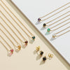 Claw Prong Heart Stud Gemstone Earrings 14K Yellow Gold