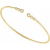 Natural Diamond 1/4 CTW Cuff Bangle Bracelet Solid 14K Yellow Gold 