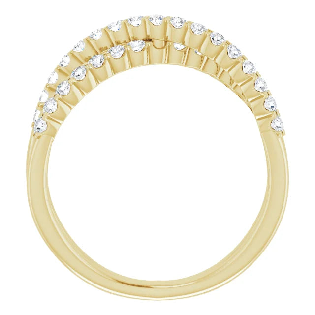 Criss Cross Natural or Lab-Grown Diamond Ring in Solid 14K Yellow Gold 