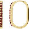 Mozambique Garnet Link Shape Hinged Gemstone Hoop Earrings Solid 14K Yellow Gold 