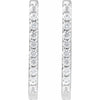 White Sapphire Link Shape Hinged Gemstone Hoop Earrings Solid 14K White Gold 