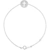 Pierced Cross Disc Adjustable Bracelet Solid 14K White Gold 