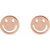Smiley Face Stud Earrings in Solid 14k Rose Gold 