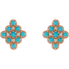 Turquoise and Natural Diamond Geometric Earrings Solid 14K Rose Gold