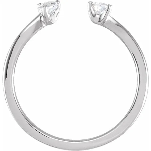 Two-Stone Lab-Grown Pear Diamond Bypass Ring Solid 14K White Gold