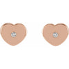 Youth Natural Diamond Heart Stud Earrings in Solid 14K Rose Gold