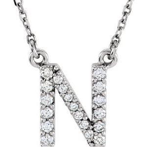 N Initial Diamond 16" Necklace 14K White Gold Ethical Sustainable Fine Jewelry Storyteller by Vintage Magnality