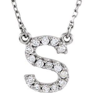 S Initial Diamond 16" Necklace 14K White Gold Ethical Sustainable Fine Jewelry Storyteller by Vintage Magnality