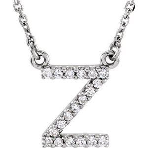 Z Initial Diamond 16" Necklace 14K White Gold Ethical Sustainable Fine Jewelry Storyteller by Vintage Magnality