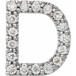 Natural Diamond Single Initial D Earring in 14K White Gold