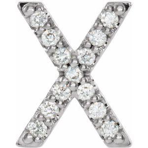 Natural Diamond Single Initial X Earring in Sterling Silver