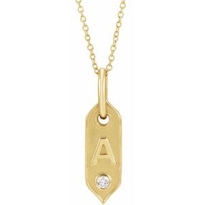 Shield A Initial Diamond Pendant Necklace 16-18" 14K Yellow Gold 302® Fine Jewelry Storyteller by Vintage Magnality
