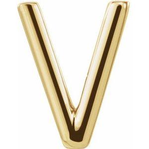 Single Initial V Earring 14K Yellow Gold Ethical Sustainable Fine Jewelry Storyteller by Vintage Magnality