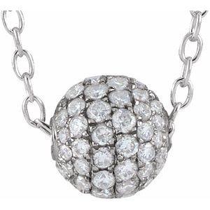 3/8 CTW Diamond Pave 6MM Ball 16-18" Necklace 14K White Gold Ethical Sustainable Fine Jewelry Storyteller by Vintage Magnality