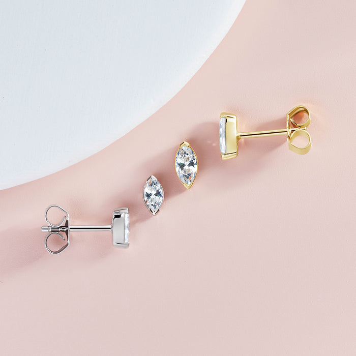 Marquise Lab-Grown Diamond Stud Earrings 14K Rose, Yellow or White Gold 302® Fine Jewelry Storyteller by Vintage Magnality