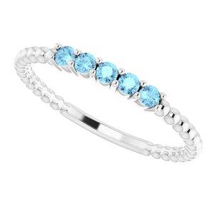 14K White Gold 1/6 CTW Aquamarine Stackable Ring Ethical Sustainable Fine Jewelry Storyteller by Vintage Magnality 