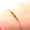 Model Wearing Rainbow Natural Multi-Gemstone Bar Bracelet 
