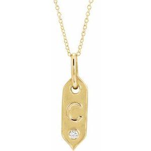 Shield C Initial Diamond Pendant Necklace 16-18" 14K Yellow Gold 302® Fine Jewelry Storyteller by Vintage Magnality