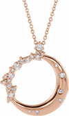 Moon Beam Bling Natural Diamond Adjustable 14K Rose Gold Necklace 
