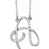 Cursive Diamond Initial A 16" Necklace 14K White Gold Storyteller by Vintage Magnality