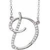 Cursive Diamond Initial D 16" Necklace Sterling Silver  by Vintage Magnality