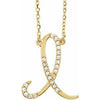 Cursive Diamond Initial I 16" Necklace 14K Yellow Gold Storyteller by Vintage Magnality
