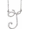 Cursive Diamond Initial J 16" Necklace Sterling Silver by Vintage Magnality