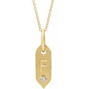 Shield F Initial Diamond Pendant Necklace 16-18" 14K Yellow Gold 302® Fine Jewelry Storyteller by Vintage Magnality