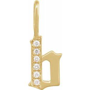 Diamond Gothic Initial B Charm Pendant 14K Yellow Gold 302® Fine Jewelry Storyteller by Vintage Magnality