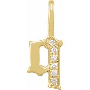 Diamond Gothic Initial Q Charm Pendant 14K Yellow Gold 302® Fine Jewelry Storyteller by Vintage Magnality