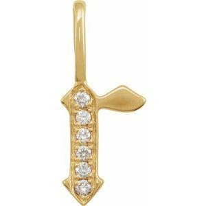 Diamond Gothic Initial R Charm Pendant 14K Yellow Gold 302® Fine Jewelry Storyteller by Vintage Magnality