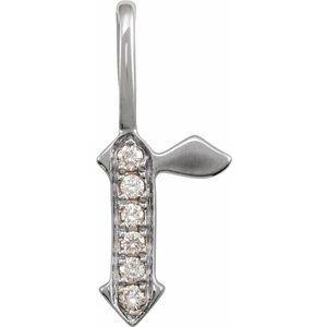 Diamond Gothic Initial R Charm Pendant 14K White Gold 302® Fine Jewelry Storyteller by Vintage Magnality