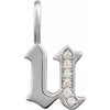 Diamond Gothic Initial U Charm Pendant 14K White Gold 302® Fine Jewelry Storyteller by Vintage Magnality