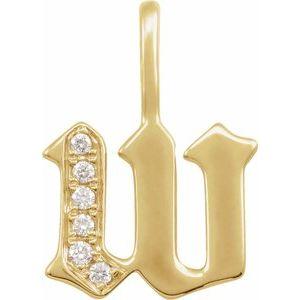 Diamond Gothic Initial W Charm Pendant 14K Yellow Gold 302® Fine Jewelry Storyteller by Vintage Magnality
