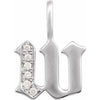 Diamond Gothic Initial W Charm Pendant 14K White Gold 302® Fine Jewelry Storyteller by Vintage Magnality