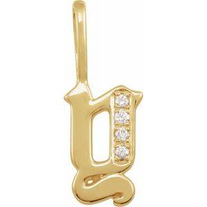 Diamond Gothic Initial Y Charm Pendant 14K Yellow Gold 302® Fine Jewelry Storyteller by Vintage Magnality