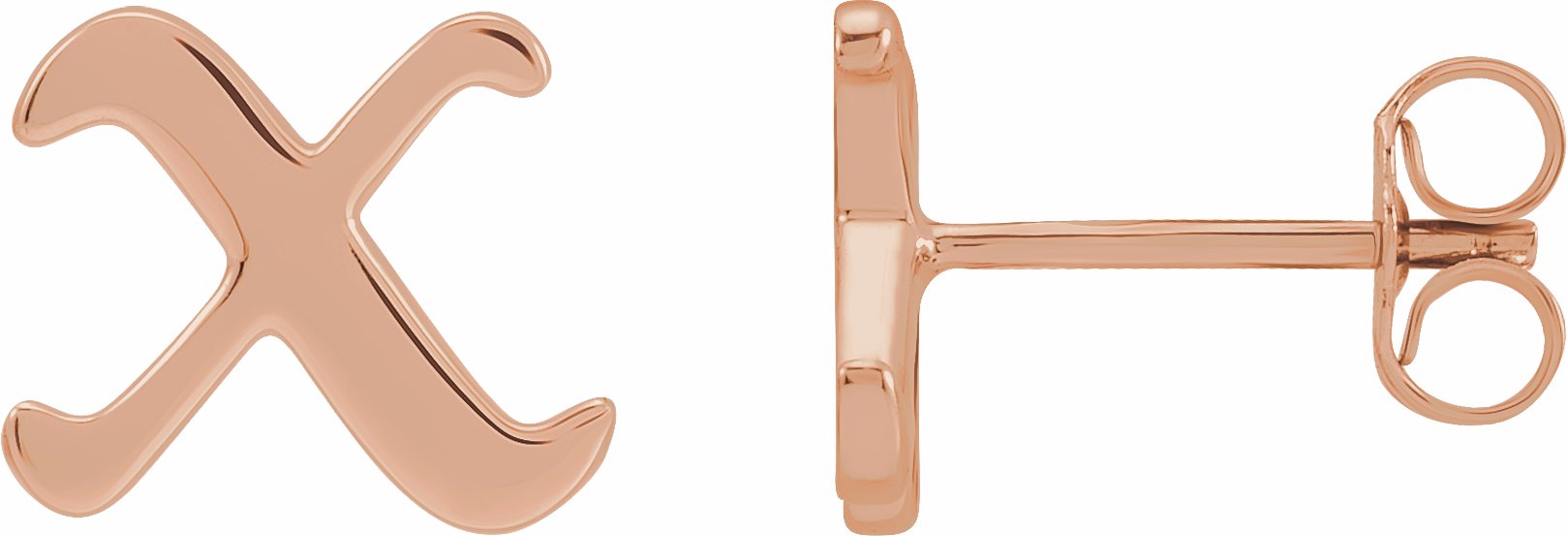 Gothic X Initial Stud Wear Everyday Earring in 14K Rose Gold Storyteller by Vintage Magnality
