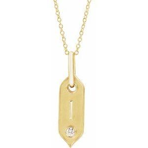 Shield I Initial Diamond Pendant Necklace 16-18" 14K Yellow Gold 302® Fine Jewelry Storyteller by Vintage Magnality