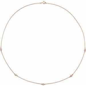 Wear Everyday 5 Station 2.4 MM 1/4 CTW Lab Grown Diamond Necklace 14K Rose Gold by Vintage Magnality 