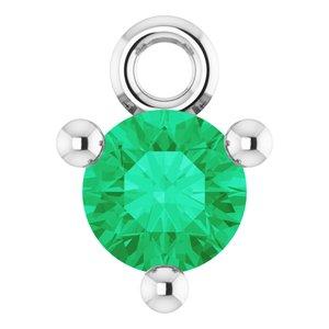 Lab Grown Emerald Dangle Hoop Charm 14K White Gold 302® Fine Jewelry Storyteller by Vintage Magnality