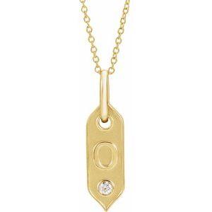 Shield O Initial Diamond Pendant Necklace 16-18" 14K Yellow Gold 302® Fine Jewelry Storyteller by Vintage Magnality