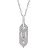 Shield U Initial Diamond Pendant Necklace 16-18" 14K White Gold 302® Fine Jewelry Storyteller by Vintage Magnality